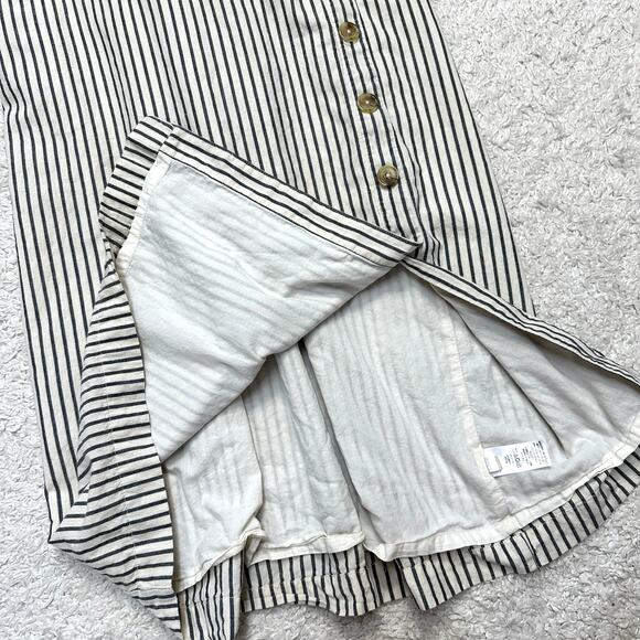 Maurices Stripe Button Front Faux Wrap Dress Adjustable Strap Smocked Back Sz: L - Picture 7 of 8